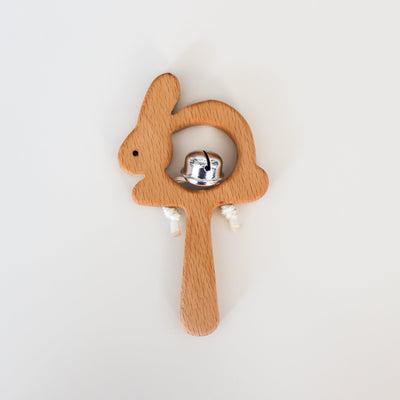 Wooden Bunny Bell Rattle by Chelsea and Marbles Toys Chelsea and Marbles   