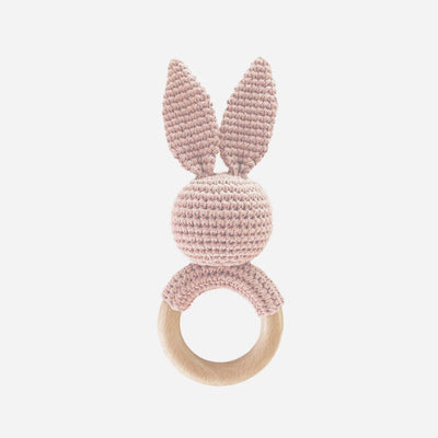 Cotton Crochet Rattle Teether - Pink Bunny by The Blueberry Hill Toys The Blueberry Hill   