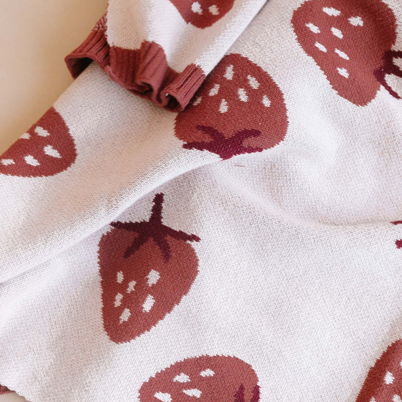Organic Knit Cotton Blanket - Strawberry by The Blueberry Hill Bedding The Blueberry Hill   