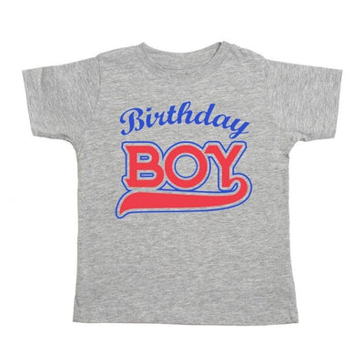 Birthday Boy Baseball Short Sleeve Shirt - Grey by Sweet Wink Apparel Sweet Wink 2T  