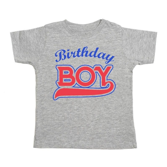 Birthday Boy Baseball Short Sleeve Shirt - Grey by Sweet Wink