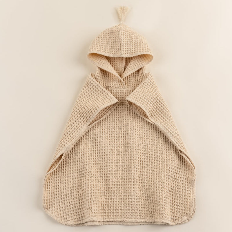 Organic Cotton Waffle Beach Poncho Dressing Gown - Sand by Coco Village Apparel Coco Village   