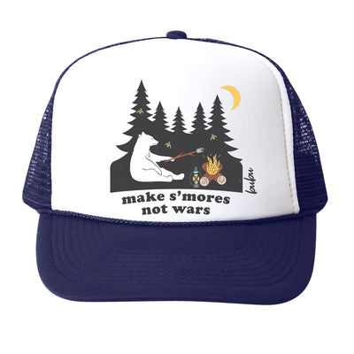 S'mores Not Wars Trucker Hat - White/Navy  by Bubu Accessories Bubu Small (3-18M)  