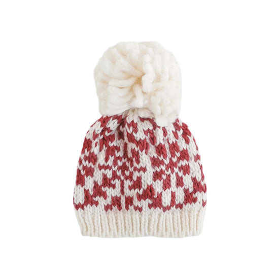 Snowfall Hand Knit Hat - Red by The Blueberry Hill