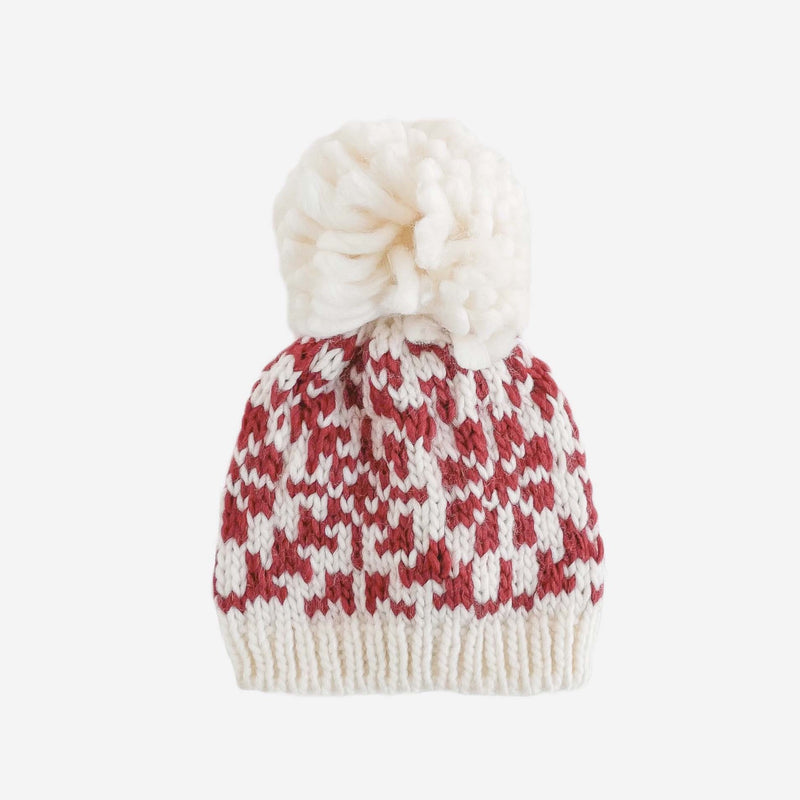 Snowfall Hand Knit Hat - Red by The Blueberry Hill Accessories The Blueberry Hill NB (0-3M)  