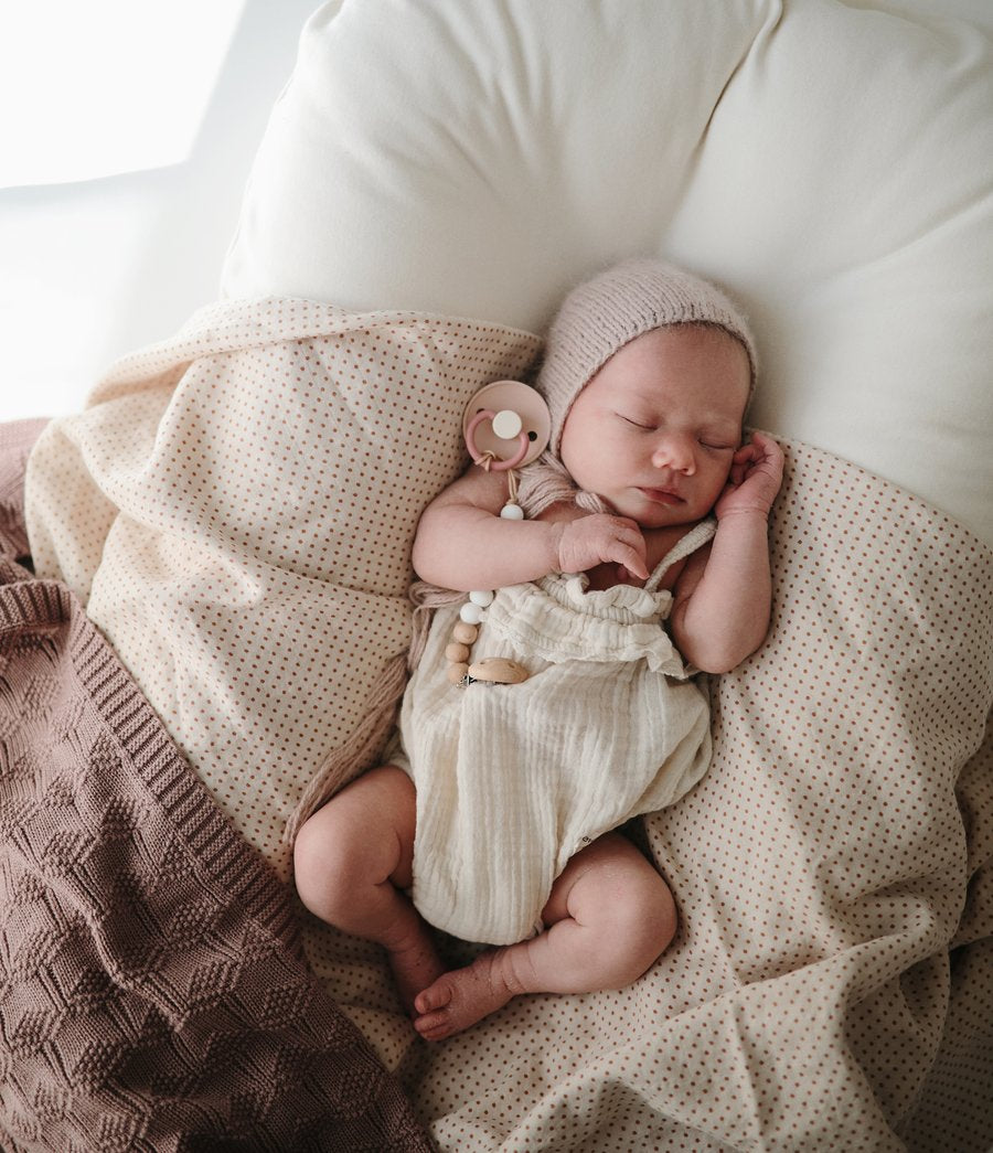 Organic Muslin Swaddle - Caramel Polka Dot by Mushie Bedding Mushie & Co   