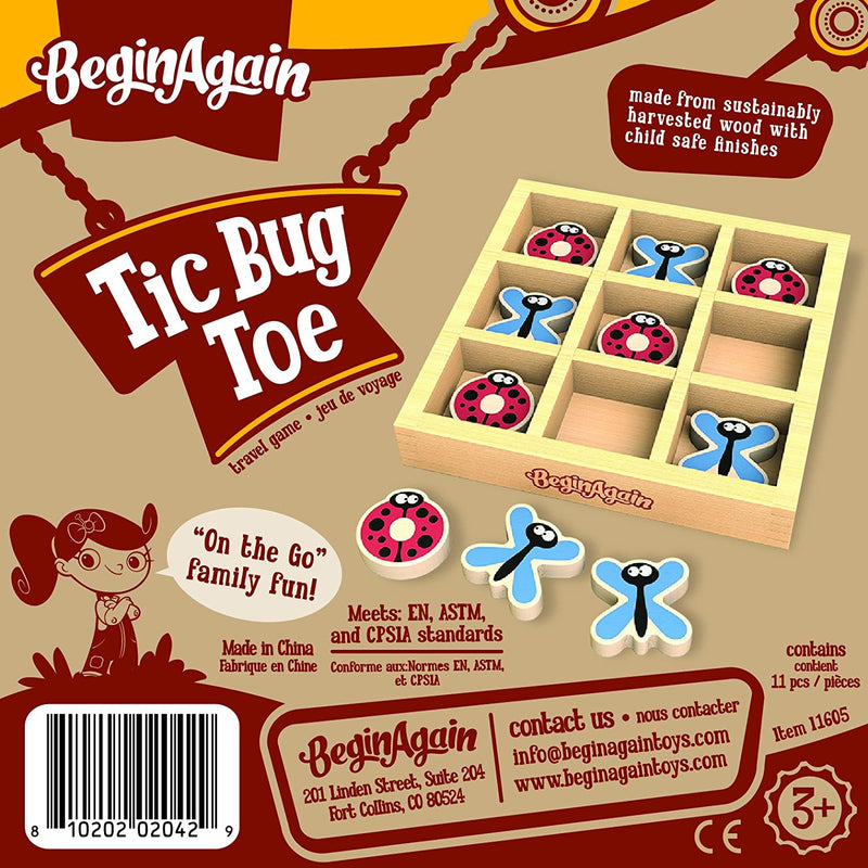 Tic-Bug-Toe Wooden Travel Game by Begin Again Toys Begin Again   
