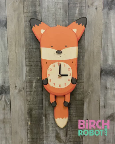 Hunter the Fox Double Pendulum Clock by Birch Robot Decor Birch Robot   