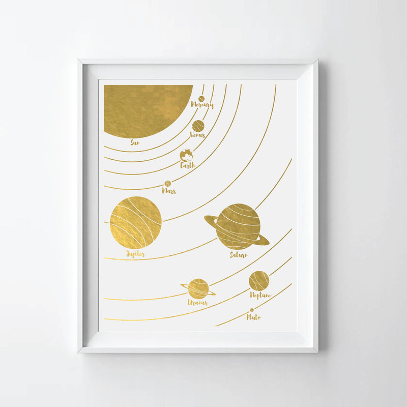 Solar System II - Gold Foil Art Print by Uyeno Miyoshi Decor Uyeno Miyoshi   