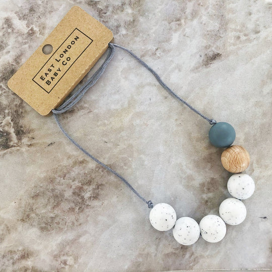 Stokey Silicone Teething Necklace - Grey by East London Baby Co