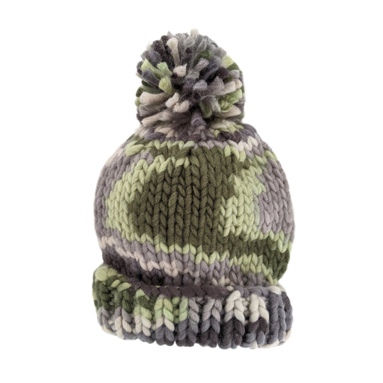 Camouflage Army Green Knit Beanie Hat by Huggalugs