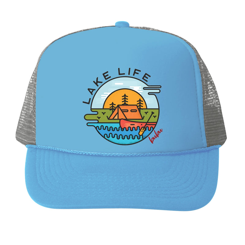 Lake Life Trucker Hat - Light Blue by Bubu Accessories Bubu   