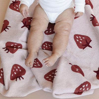 Organic Knit Cotton Blanket - Strawberry by The Blueberry Hill Bedding The Blueberry Hill   