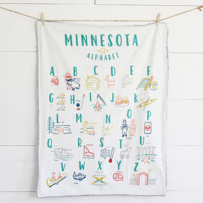 Minnesota Alphabet Baby Blanket and Play Mat - Large Silver Cuddle by Abbey's House Bedding Abbey's House   