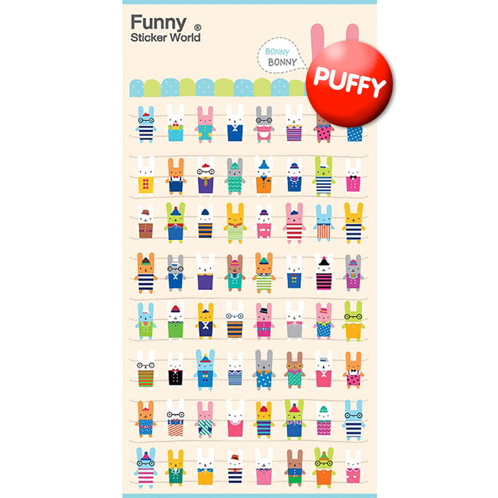 Rabbit Bonny Puffy Stickers (1 sheet)