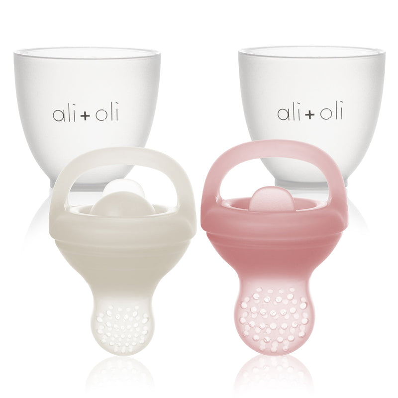 Food and Fruit Feeder Pacifier Set - Snow + Blush by Ali + Oli