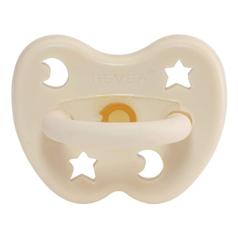 Star + Moon Orthodontic Natural Rubber Pacifier - Milky White by Hevea Infant Care Hevea   