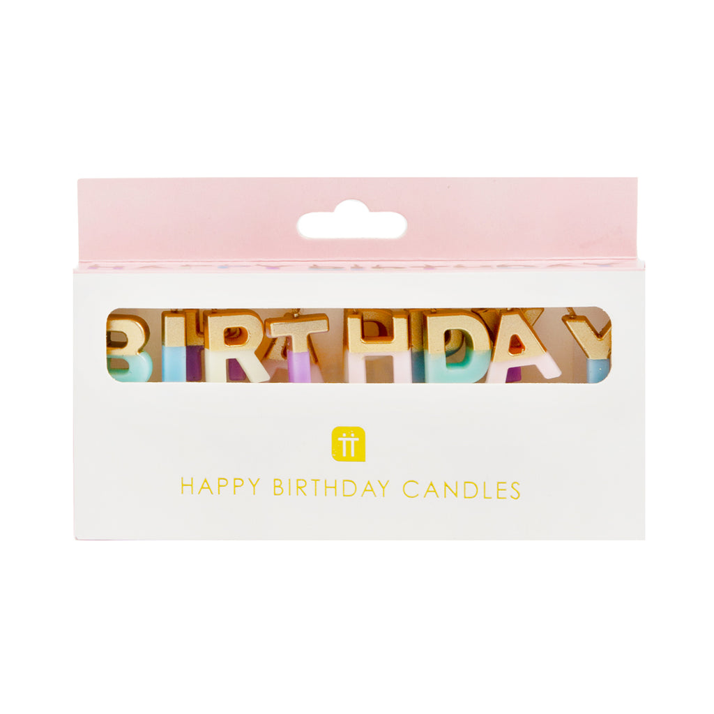 Pastel Color Happy Birthday Candles by Talking Tables Paper Goods + Party Supplies Talking Tables   