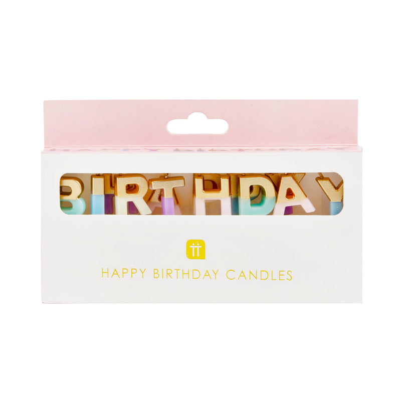 Pastel Color Happy Birthday Candles by Talking Tables Paper Goods + Party Supplies Talking Tables   