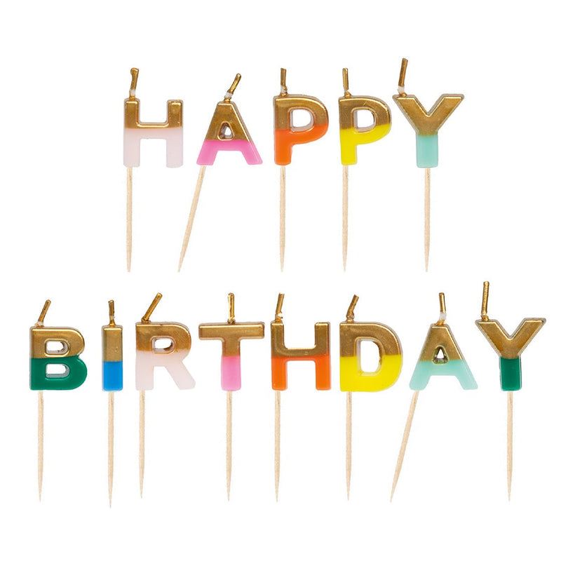 Rainbow Happy Birthday Candles by Talking Tables Paper Goods + Party Supplies Talking Tables   