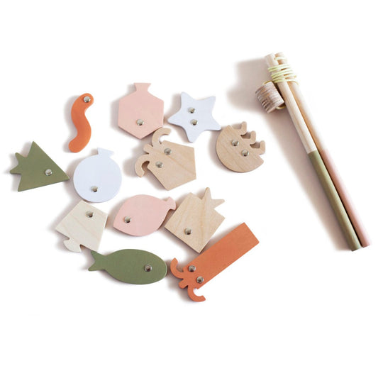 Geometric Fish Wooden Game with Magnets - Multi Colors by Babai