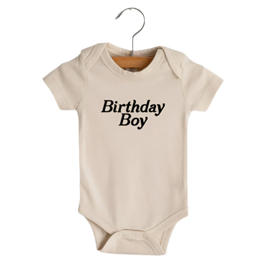 Birthday Boy Organic Baby Bodysuit - Cream by Gladfolk