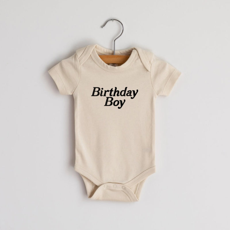 Birthday Boy Organic Baby Bodysuit - Cream by Gladfolk Apparel Gladfolk   