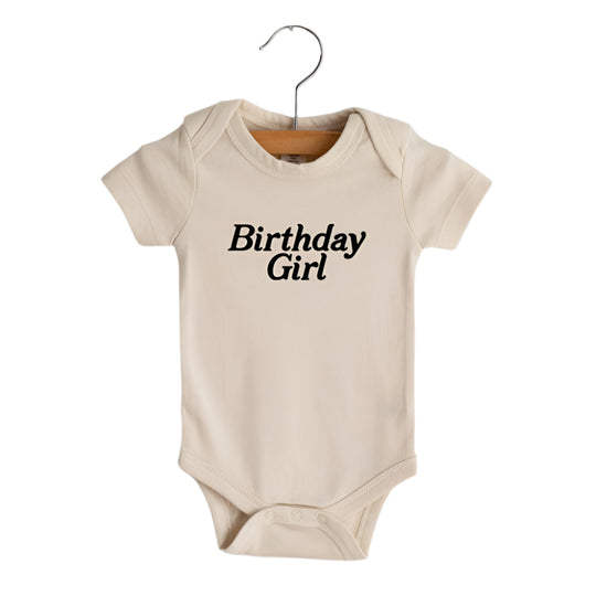 Birthday Girl Organic Baby Bodysuit - Cream by Gladfolk
