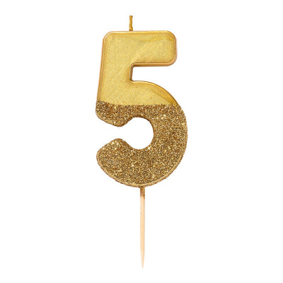Gold Glitter Number Candle by Talking Tables Paper Goods + Party Supplies Talking Tables 5  