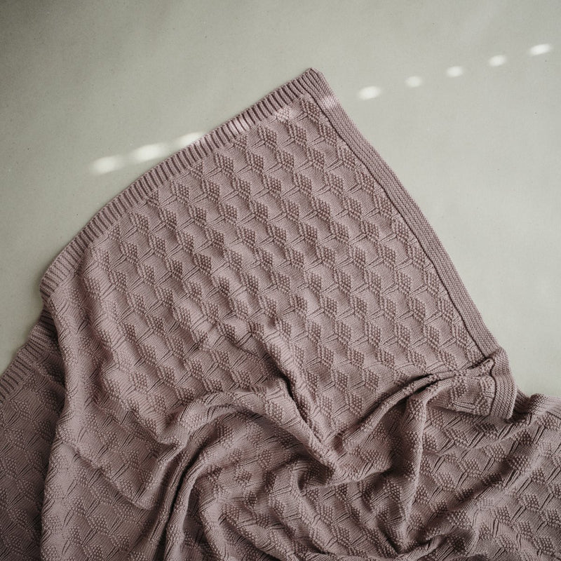 Knitted Honeycomb Baby Blanket - Desert Rose by Mushie & Co Bedding Mushie & Co   