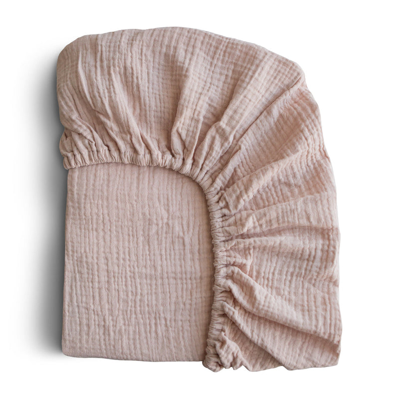 Extra Soft Muslin Crib Sheet - Blush by Mushie & Co Bedding Mushie & Co   