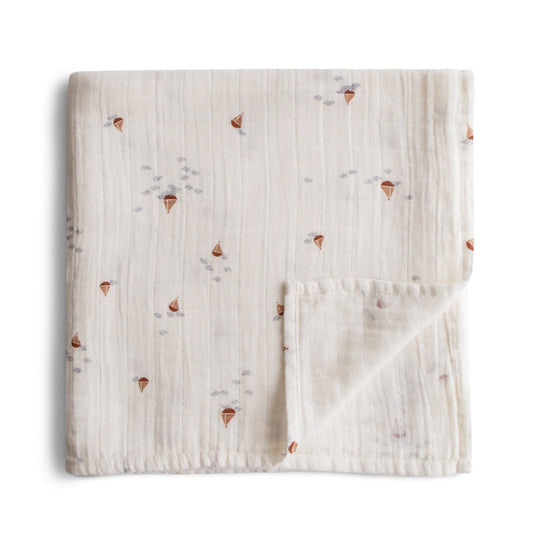 Organic Muslin Swaddle - Boats by Mushie & Co