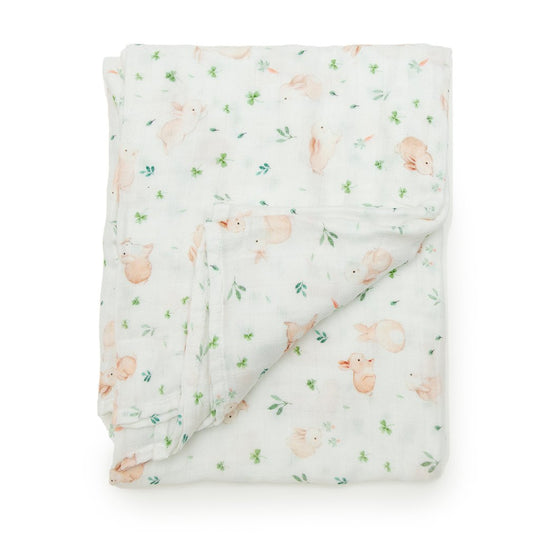Luxe Muslin Swaddle - Bunny Meadow by Loulou Lollipop