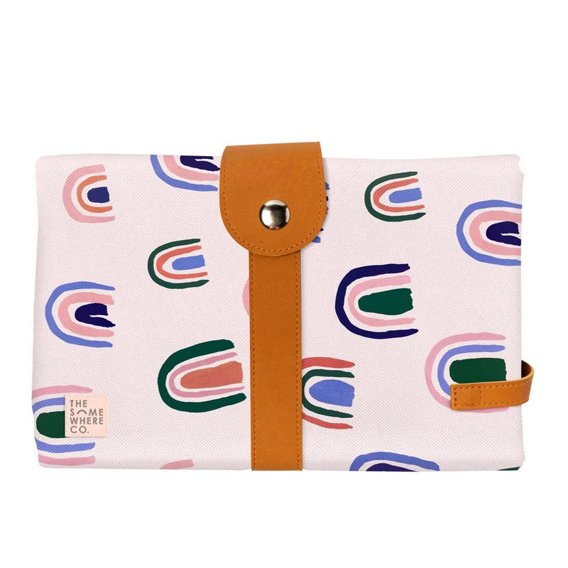 Travel Baby Change Mat - Ochre Rainbows by The Somewhere Co. Bath + Potty The Somewhere Co.   