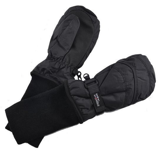 Waterproof Stay-On Mittens No Thumb - Black by SnowStoppers