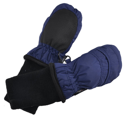 Waterproof Stay-On Mittens No Thumb - Navy Blue by SnowStoppers