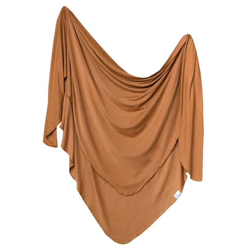 Knit Swaddle Blanket - Camel by Copper Pearl Bedding Copper Pearl   