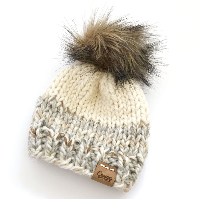 Faux Fur Pom Pom Cottonwood Beanie -Aspen/Snow by Canopy Supply Co. Accessories Canopy Supply Co.   
