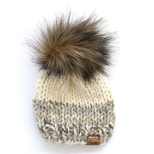 Faux Fur Pom Pom Cottonwood Beanie -Aspen/Snow by Canopy Supply Co.