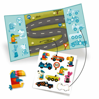 Repositionable Sticker Stories Activity Book - Cars by Djeco Books Djeco   