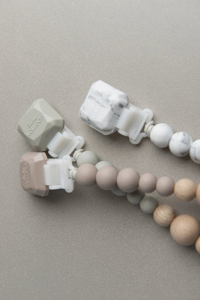 Color Pop Silicone + Wood Pacifier Clip - Cool Gray by Loulou Lollipop Infant Care Loulou Lollipop   