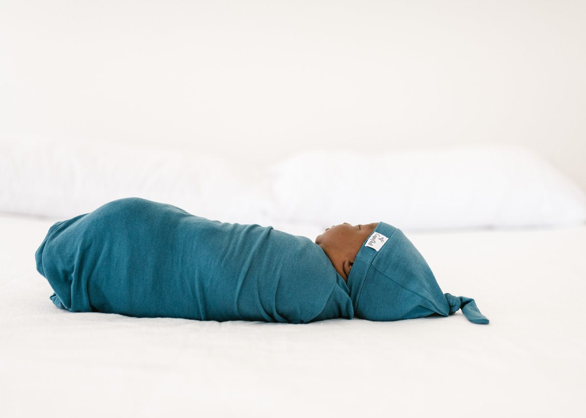 Knit Swaddle Blanket - Steel by Copper Pearl Bedding Copper Pearl   