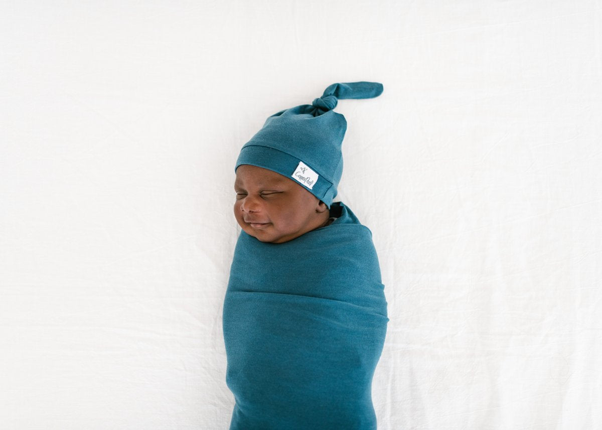 Knit Swaddle Blanket - Steel by Copper Pearl Bedding Copper Pearl   