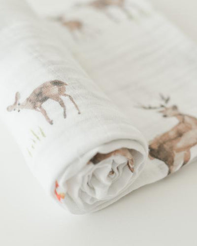 Cotton Muslin Single Swaddle - Oh Deer by Little Unicorn Bedding Little Unicorn   