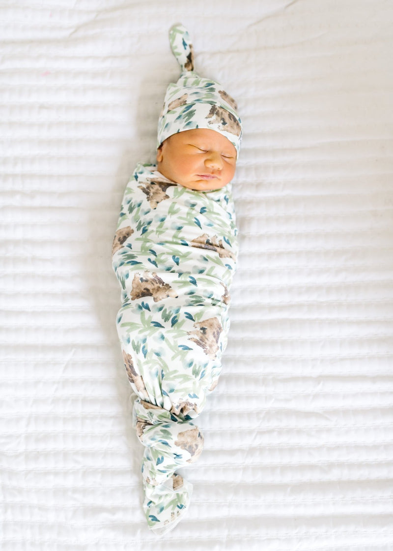 Knit Swaddle Blanket - Bear by Copper Pearl Bedding Copper Pearl   