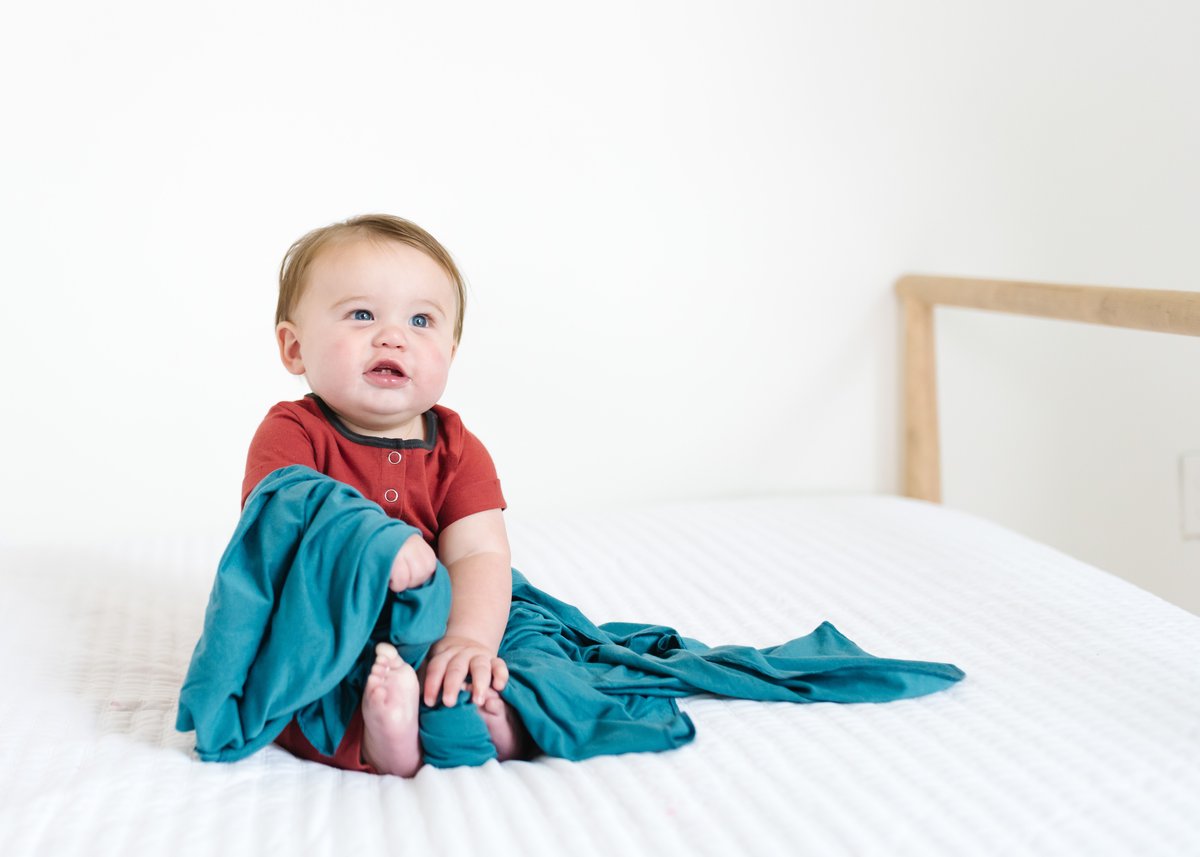Knit Swaddle Blanket - Steel by Copper Pearl Bedding Copper Pearl   