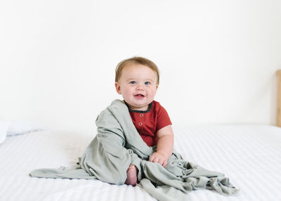 Knit Swaddle Blanket - Stone by Copper Pearl Bedding Copper Pearl   