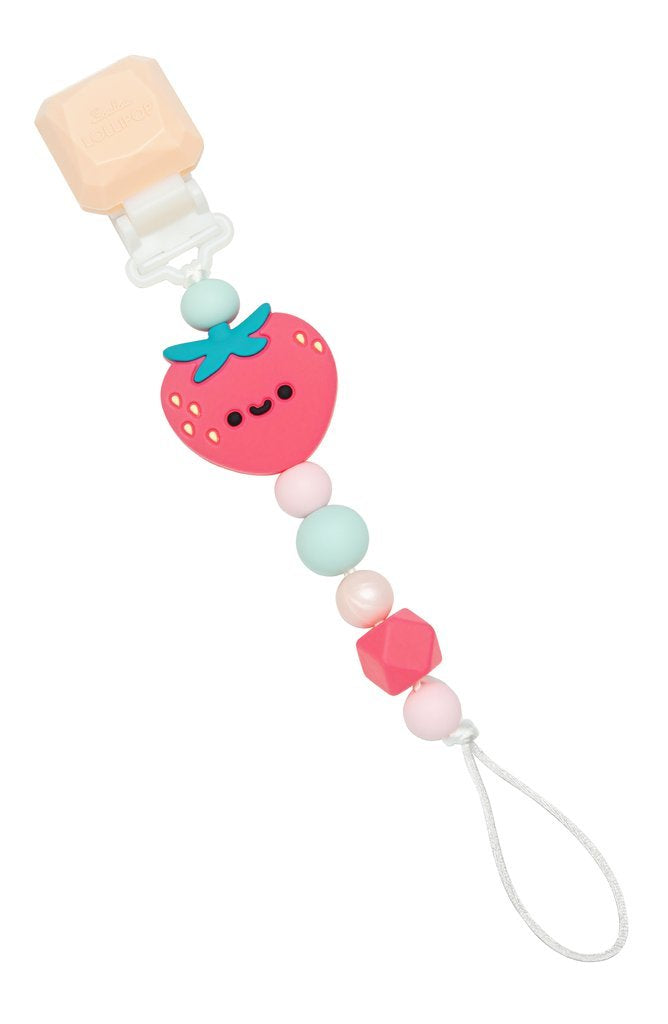 Darling Pacifier Clip - Strawberry by Loulou Lollipop Infant Care Loulou Lollipop   