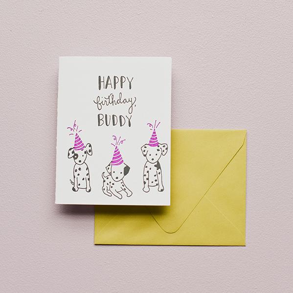 Happy Birthday Buddy Card by Printerette Press Paper Goods + Party Supplies Printerette Press   