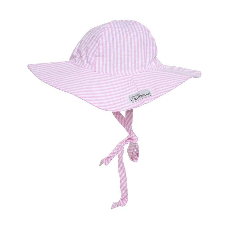 Floppy Hat - Pink Stripe Seersucker by Flap Happy Accessories Flap Happy   